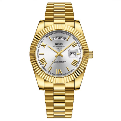 NIBOSI 2628 Luxury Fashion Brand Waterproof Custom OEM ODM Service Auto Date Week Quartz Watch