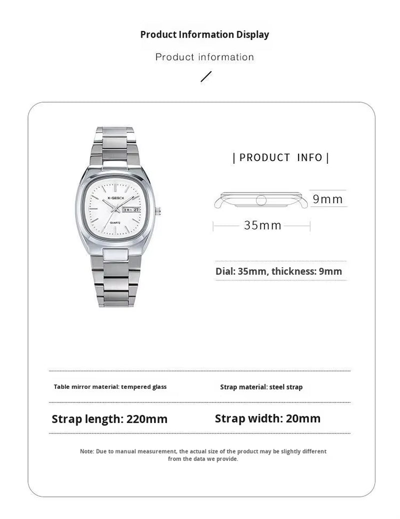 X-GEQCK Lady Fashion Quartz Watch Stainless Steel Glass Dial Pointer Luminous Luxury Butterfly Double Button Women'S
