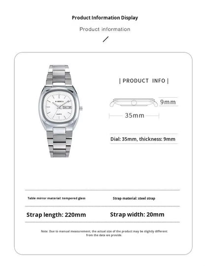 X-GEQCK Lady Fashion Quartz Watch Stainless Steel Glass Dial Pointer Luminous Luxury Butterfly Double Button Women'S