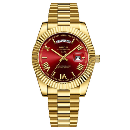 NIBOSI 2628 Luxury Fashion Brand Waterproof Custom OEM ODM Service Auto Date Week Quartz Watch