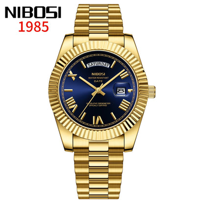 NIBOSI 2628 Luxury Fashion Brand Waterproof Custom OEM ODM Service Auto Date Week Quartz Watch