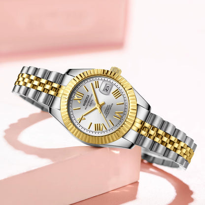 NIBOSI 2681 Elegant Stylish Gold Quartz Date Ladies Watches Fashion Luxury Vintage Women Watch