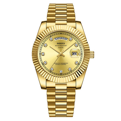NIBOSI 2628 Luxury Fashion Brand Waterproof Custom OEM ODM Service Auto Date Week Quartz Watch