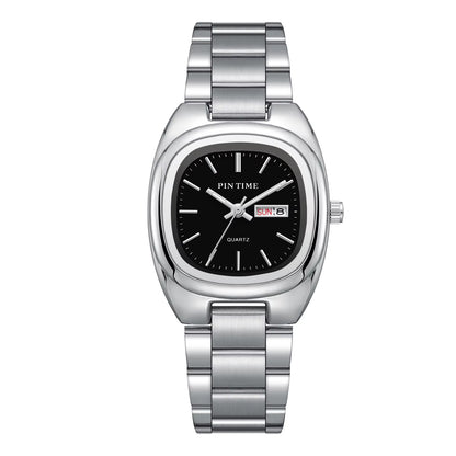 X-GEQCK Lady Fashion Quartz Watch Stainless Steel Glass Dial Pointer Luminous Luxury Butterfly Double Button Women'S