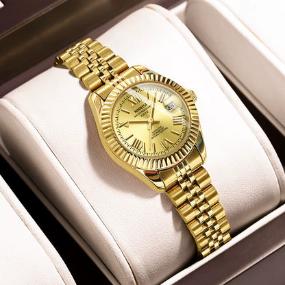 NIBOSI 2681 Elegant Stylish Gold Quartz Date Ladies Watches Fashion Luxury Vintage Women Watch