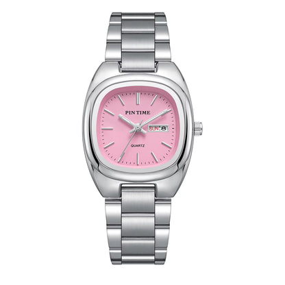 X-GEQCK Lady Fashion Quartz Watch Stainless Steel Glass Dial Pointer Luminous Luxury Butterfly Double Button Women'S