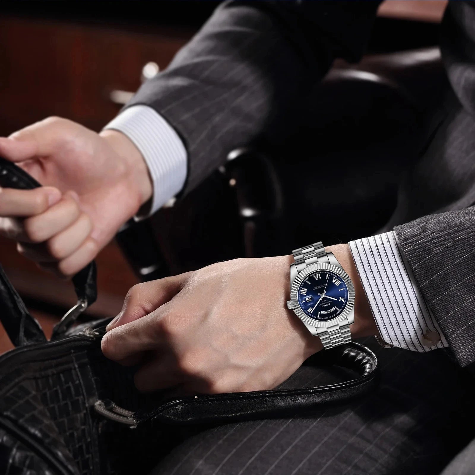 NIBOSI 2628 Fashion Casual Top Brand Reloj Montre Stainless Steel Strap Men Quartz Watches Date Calendar Waterproof Wrist Watch