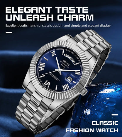 NIBOSI 2628 Fashion Casual Top Brand Reloj Montre Stainless Steel Strap Men Quartz Watches Date Calendar Waterproof Wrist Watch