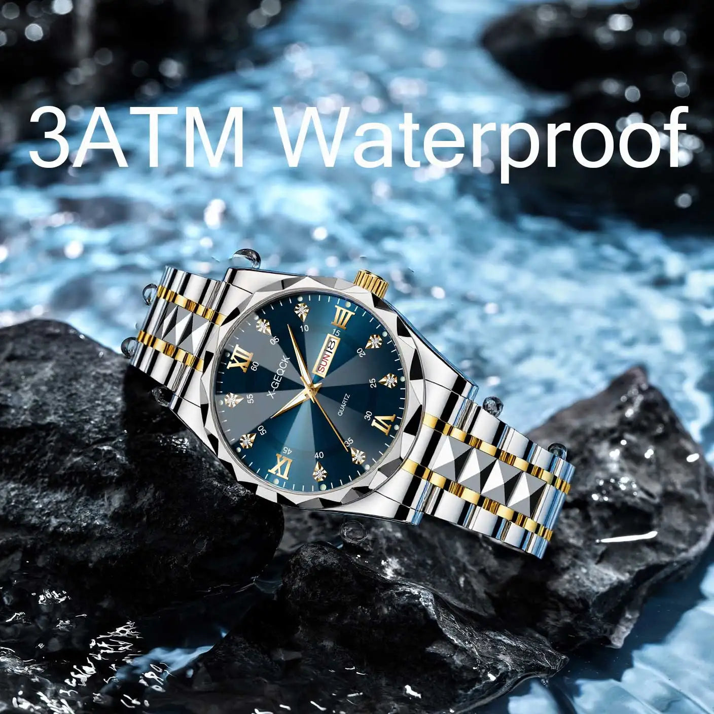 New Luxury Men'S Quartz Watch Alloy Case Glass Waterproof Chronograph Stainless Steel Band Factory Wholesale