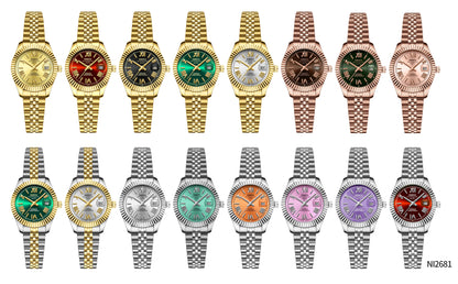 NIBOSI 2681 Elegant Stylish Gold Quartz Date Ladies Watches Fashion Luxury Vintage Women Watch