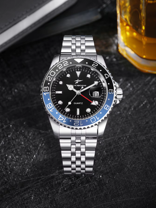 Wholesale Men'S Quartz Watches Multi-Color Luxury 41Mm Black Dial Stainless Steel 20Mm Customized Logo Classic Antique Simple