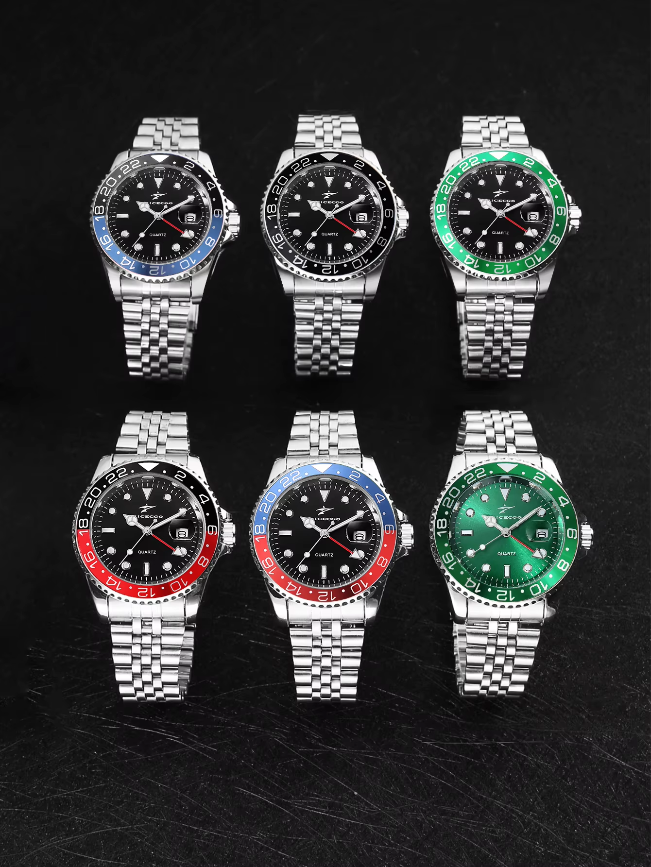 Wholesale Men'S Quartz Watches Multi-Color Luxury 41Mm Black Dial Stainless Steel 20Mm Customized Logo Classic Antique Simple