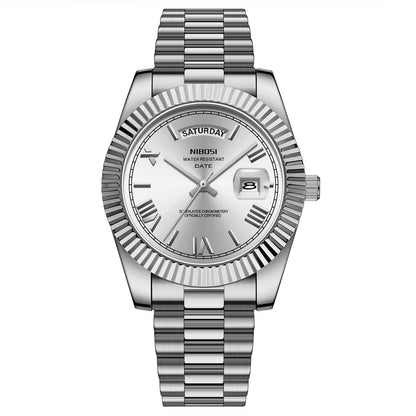 NIBOSI 2628 Luxury Fashion Brand Waterproof Custom OEM ODM Service Auto Date Week Quartz Watch