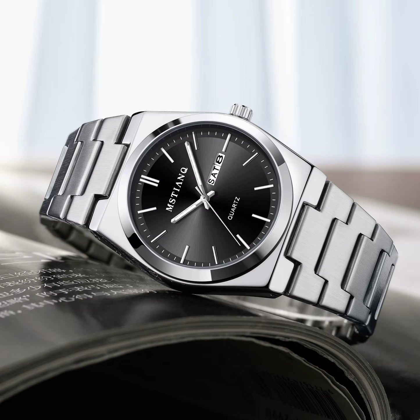MSTIANQ S1 New Luxury Men'S Stainless Steel Quartz Watch Business Waterproof Men'S Reloj Clock Luminous Date Fashion Style