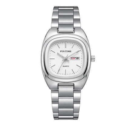 X-GEQCK Lady Fashion Quartz Watch Stainless Steel Glass Dial Pointer Luminous Luxury Butterfly Double Button Women'S