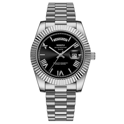 NIBOSI 2628 Luxury Fashion Brand Waterproof Custom OEM ODM Service Auto Date Week Quartz Watch