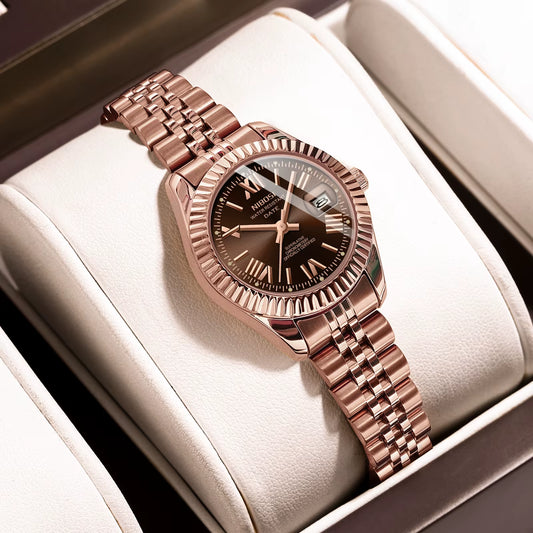 NIBOSI 2681 Elegant Stylish Gold Quartz Date Ladies Watches Fashion Luxury Vintage Women Watch