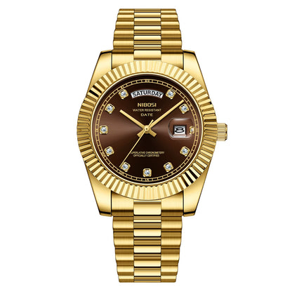 NIBOSI 2628 Luxury Fashion Brand Waterproof Custom OEM ODM Service Auto Date Week Quartz Watch