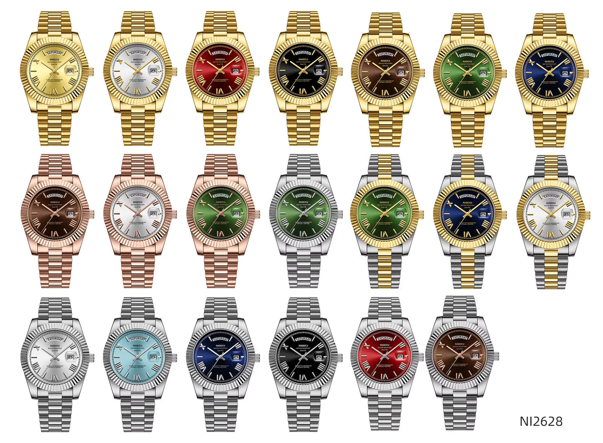 NIBOSI 2628 Luxury Fashion Brand Waterproof Custom OEM ODM Service Auto Date Week Quartz Watch