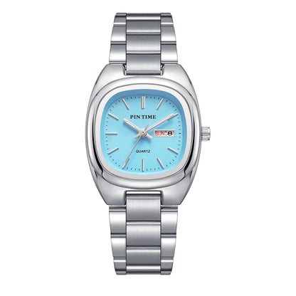 X-GEQCK Lady Fashion Quartz Watch Stainless Steel Glass Dial Pointer Luminous Luxury Butterfly Double Button Women'S